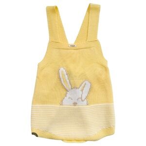 Foque Baby Yellow Knit Bunny Romper 100% Cotton Made in Spain 6M